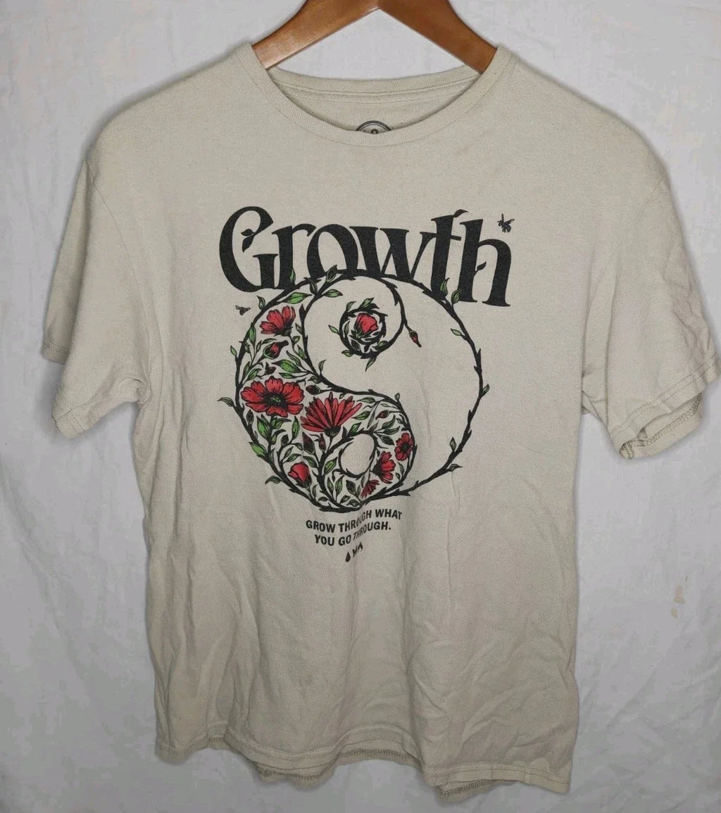Growth Yin Yang Floral Graphic Mens M Cream Boho - Adult & Kids T-Shirts, Sweatshirts & Hoodies apparel design preview 1