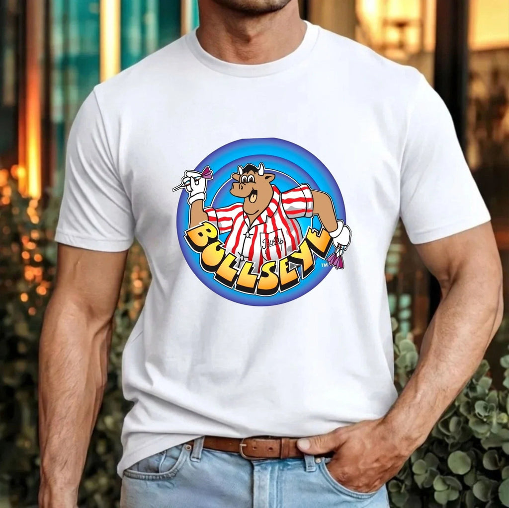 Bullseye Cartoon Bull Target Retro Dartboard Mascot - Adult & Kids T-Shirts, Sweatshirts & Hoodies apparel design preview 1