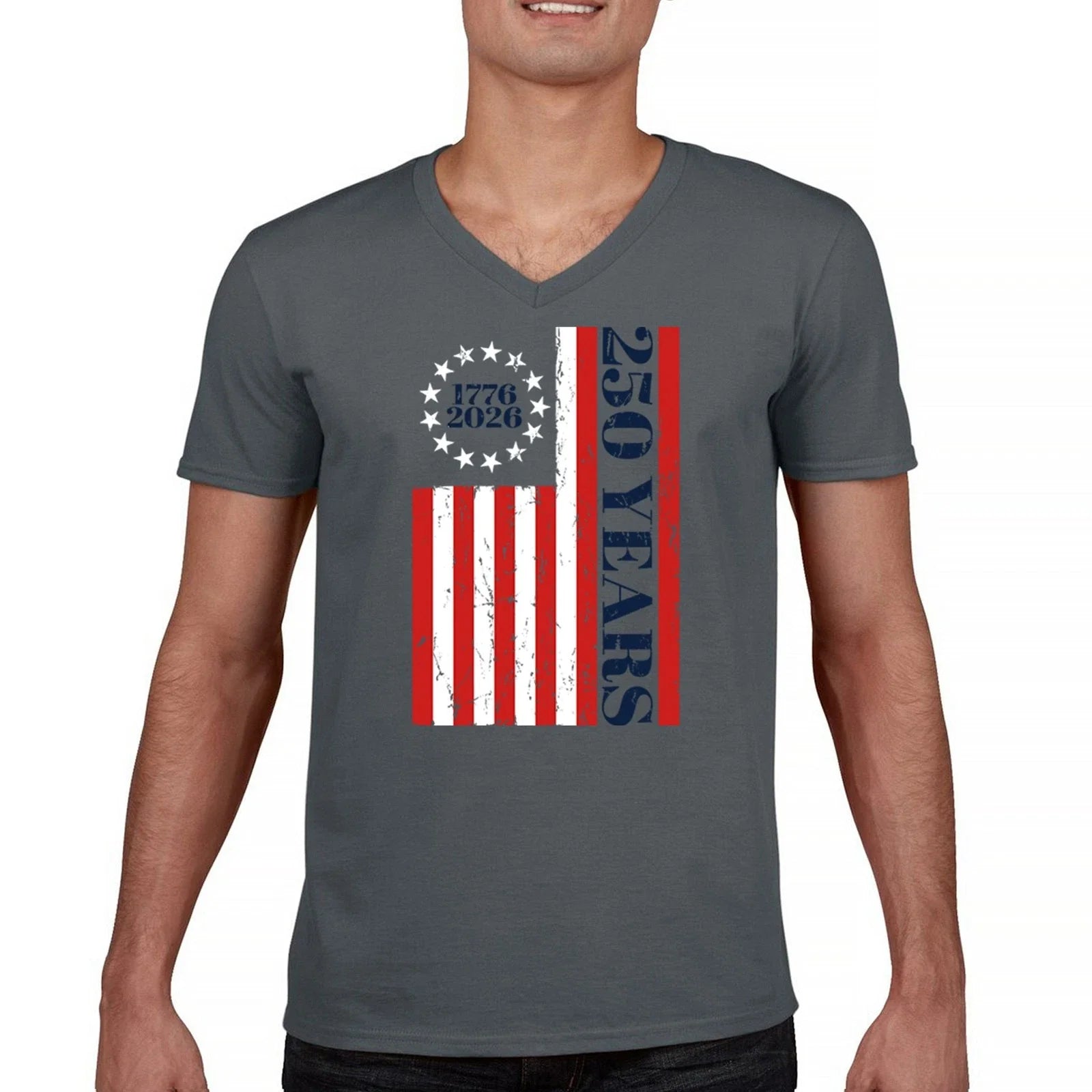 USA 250 Years Flag Men's V-Neck American Patriotic - Adult & Kids T-Shirts, Sweatshirts & Hoodies apparel design preview 1