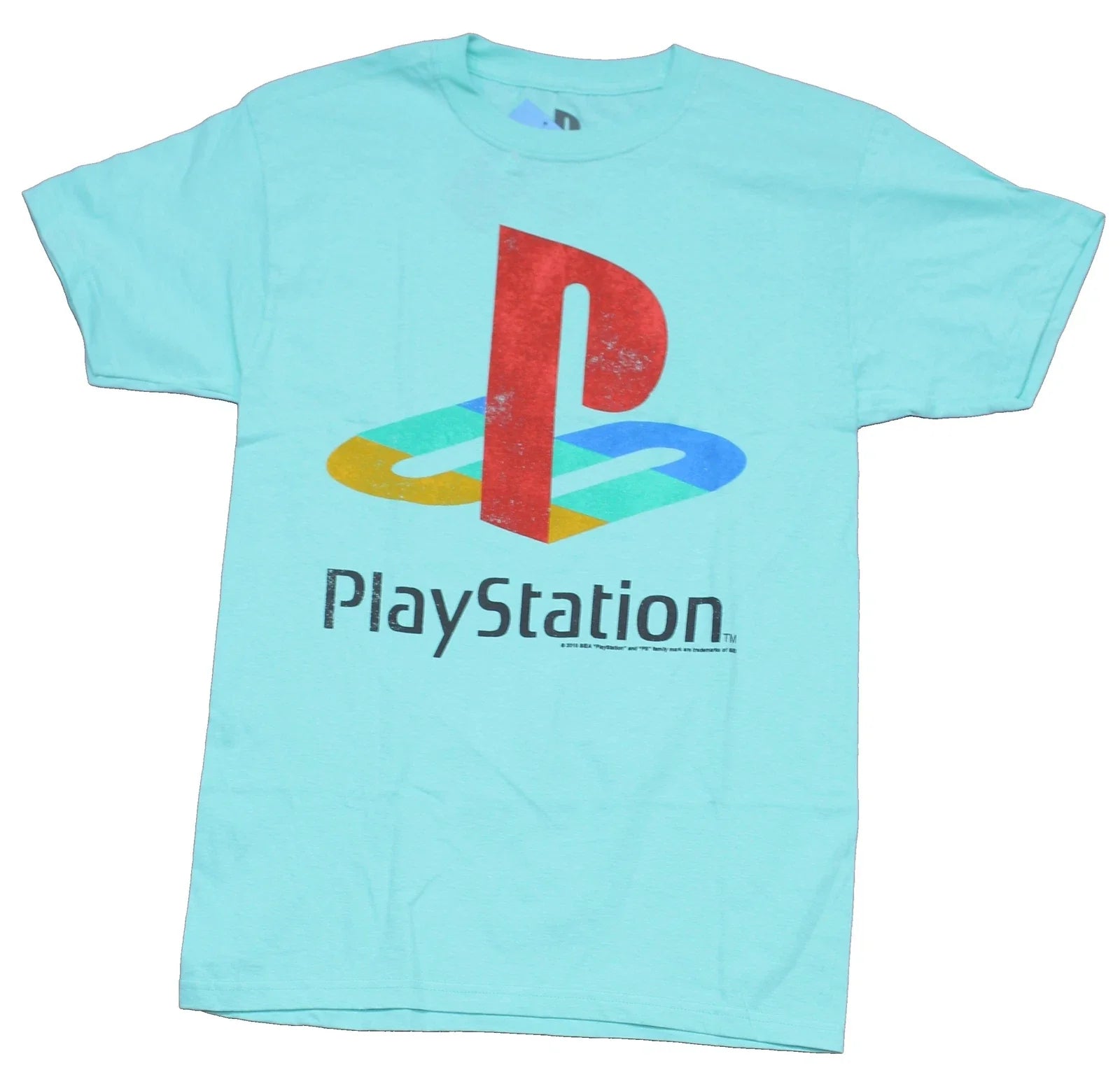 PlayStation Mens Distressed Large Logo Over Name - Adult & Kids T-Shirts, Sweatshirts & Hoodies apparel design preview 1