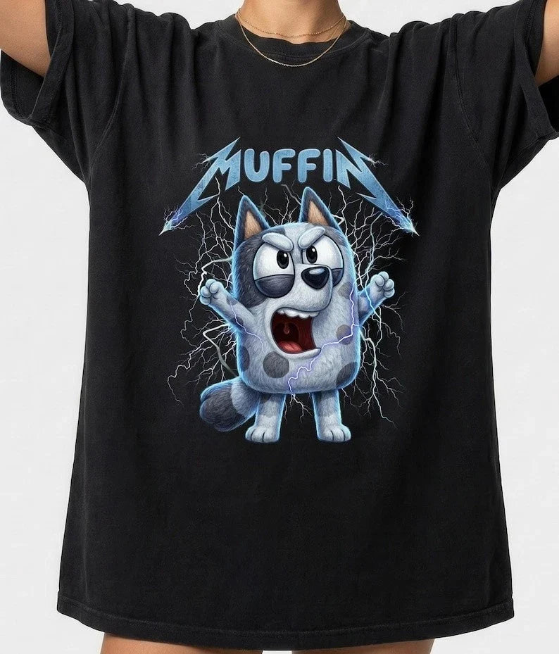 Bluey Heavy Metal Muffin Angry Heeler Dog Funny - Adult & Kids T-Shirts, Sweatshirts & Hoodies apparel design preview 1