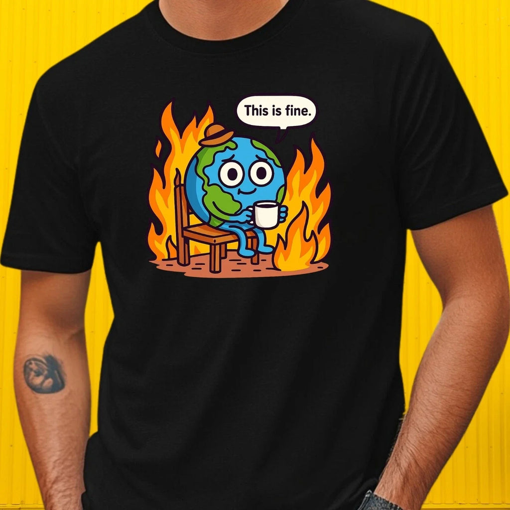 Men's Earth on Fire Meme Motif Cotton Size XS to 5XL - Adult & Kids T-Shirts, Sweatshirts & Hoodies apparel design preview 1