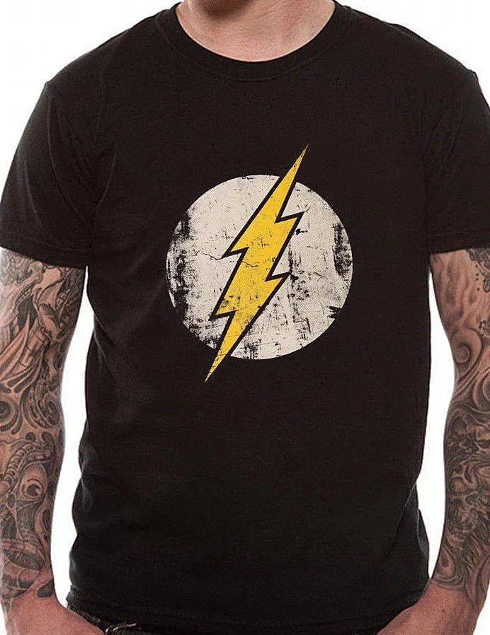Official The Flash Distressed Logo Black New Extra - Adult & Kids T-Shirts, Sweatshirts & Hoodies apparel design preview 1