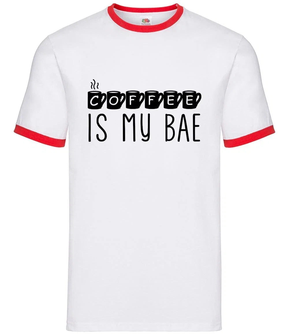 Coffee Is My Bae Mens Ringer Latte Mocha Drink - Adult & Kids T-Shirts, Sweatshirts & Hoodies apparel design preview 1