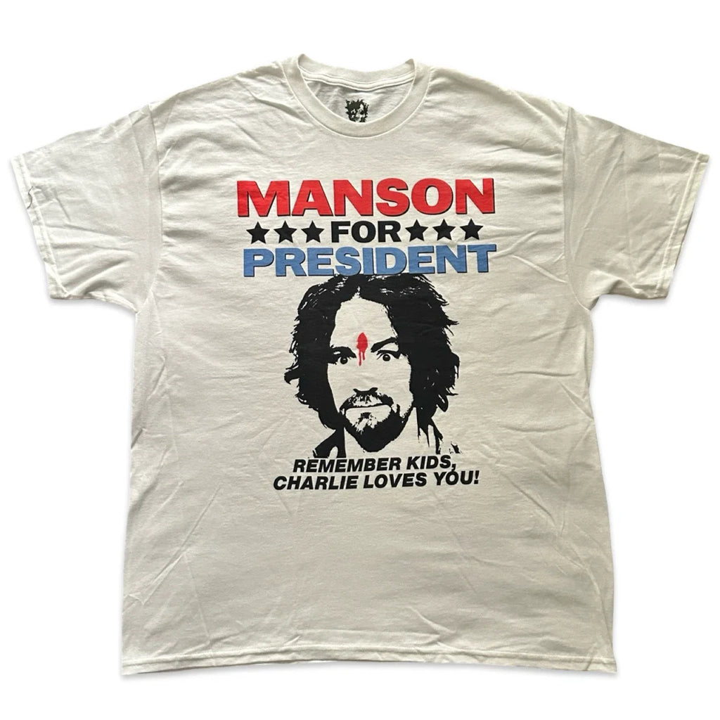 Manson for President Charles Serial Kill Y2K - Adult & Kids T-Shirts, Sweatshirts & Hoodies apparel design preview 1