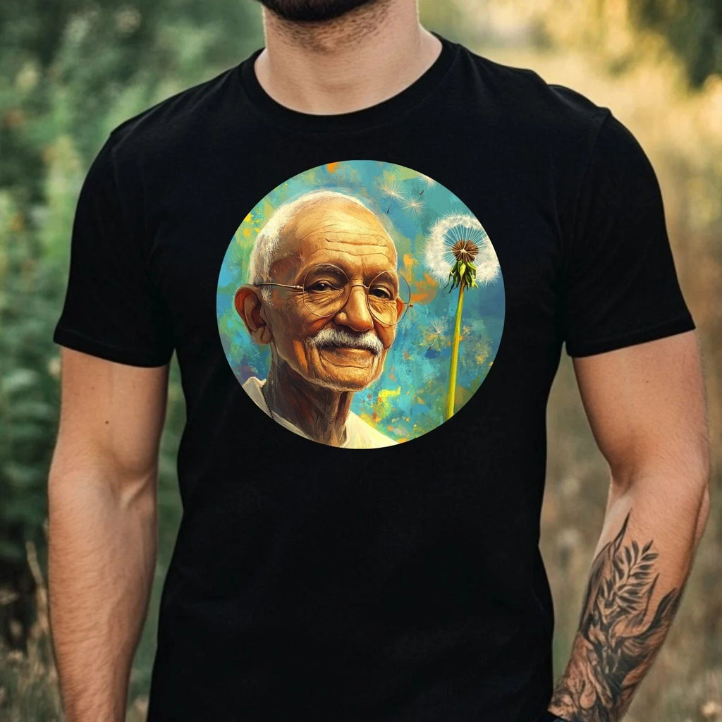 Mens Mahatma Gandhi Dandelion Print Cotton Size XS to - Adult & Kids T-Shirts, Sweatshirts & Hoodies apparel design preview 1