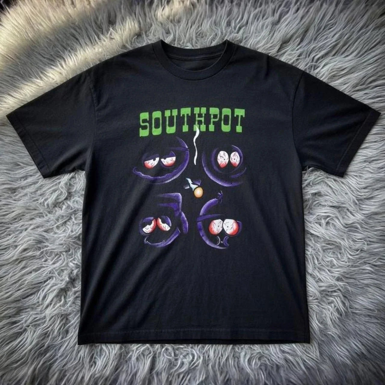 Southpot Smoking Purple Eyes Graphic Black Oversized - Adult & Kids T-Shirts, Sweatshirts & Hoodies apparel design preview 1