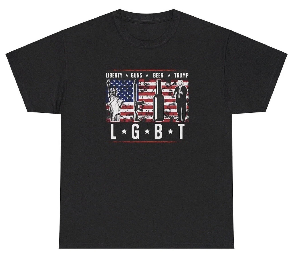 Liberty Guns Beer Trump LGBTQ Funny Republican - Adult & Kids T-Shirts, Sweatshirts & Hoodies apparel design preview 1