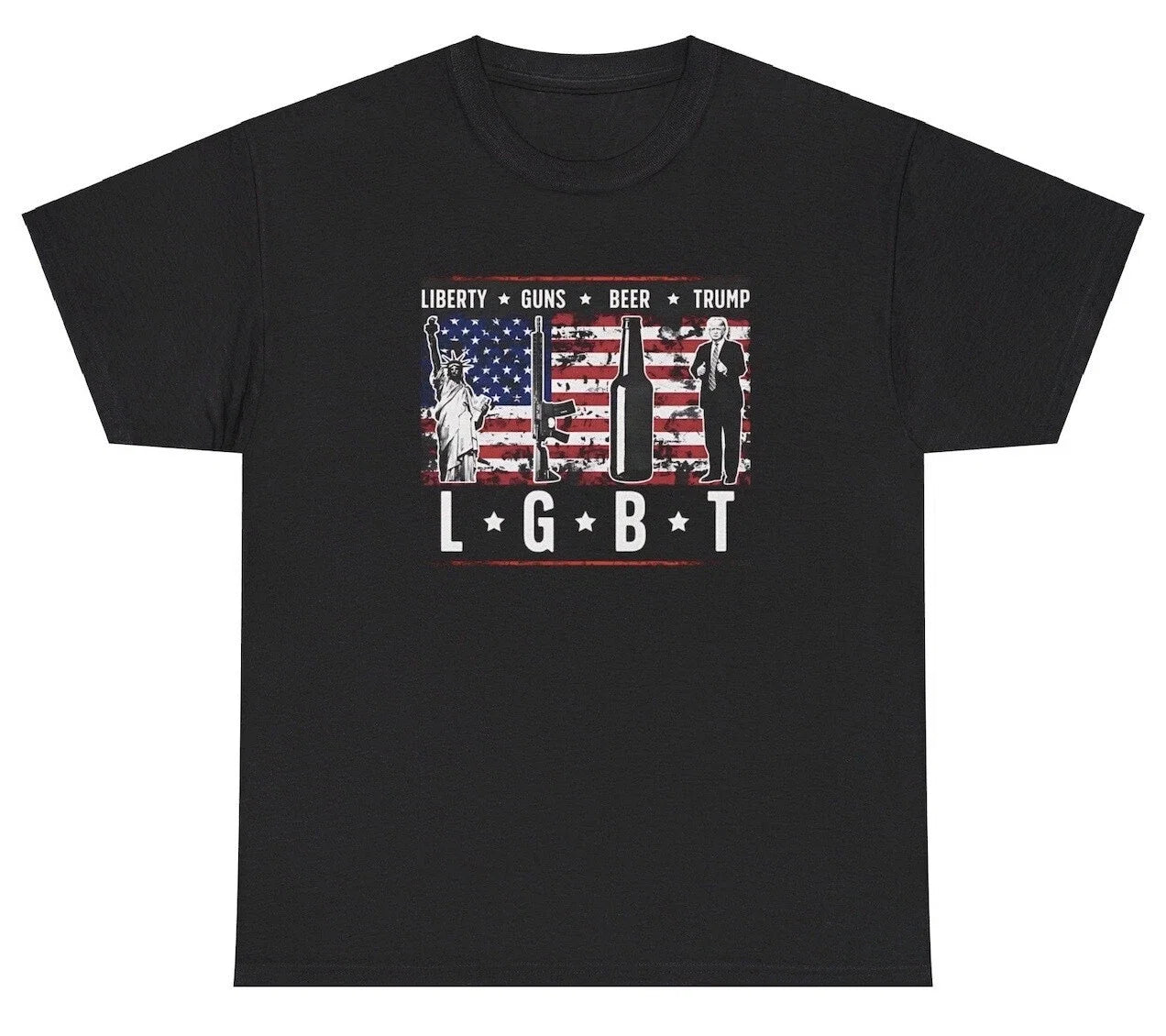 Liberty Guns Beer Trump LGBTQ Funny Republican - Adult & Kids T-Shirts, Sweatshirts & Hoodies apparel design preview 1