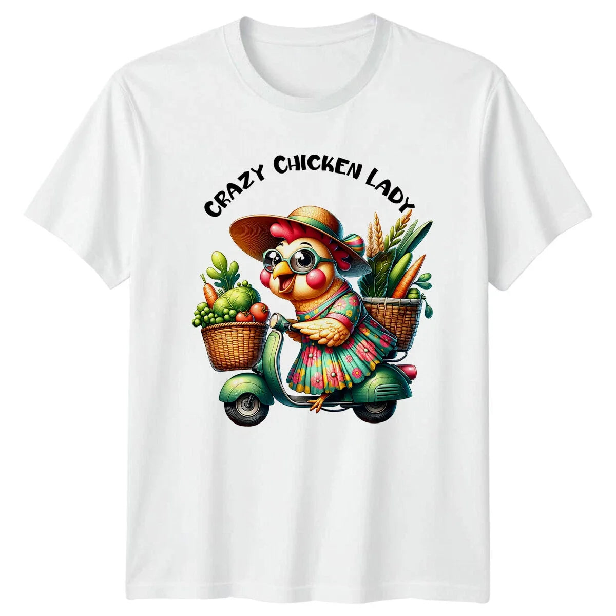 Crazy Chicken Lady Mens Ladies Graphic Unisex Top - Adult & Kids T-Shirts, Sweatshirts & Hoodies apparel design preview 1