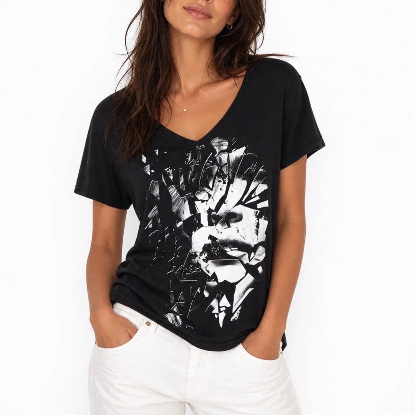 Black Cotton Shattered Glass Portrait Graphic Scoop - Adult & Kids T-Shirts, Sweatshirts & Hoodies apparel design preview 1
