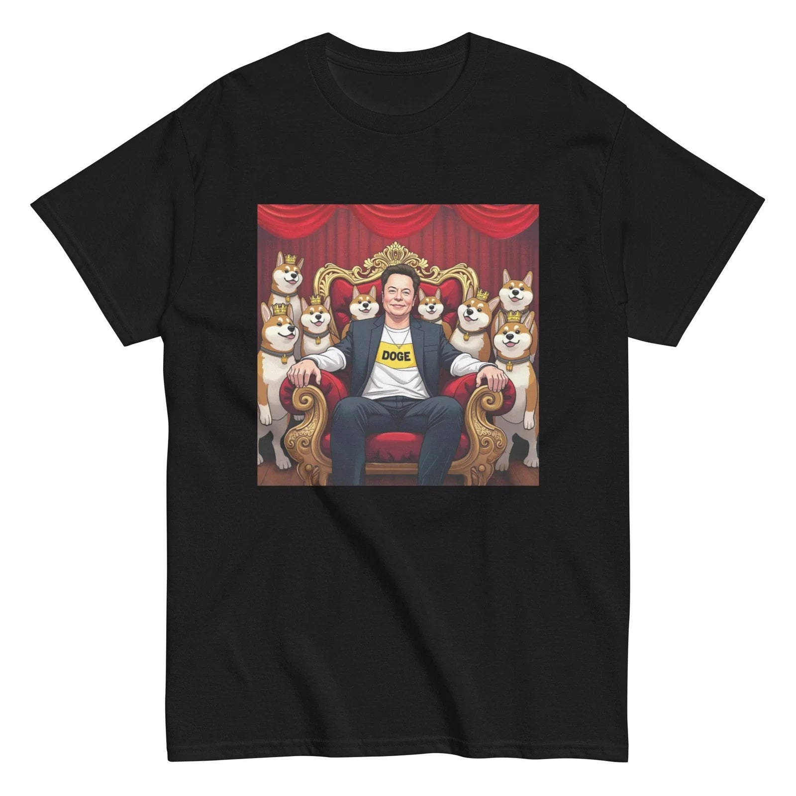 King Doge Elon funny graphic meme crypto - Adult & Kids T-Shirts, Sweatshirts & Hoodies apparel design preview 1