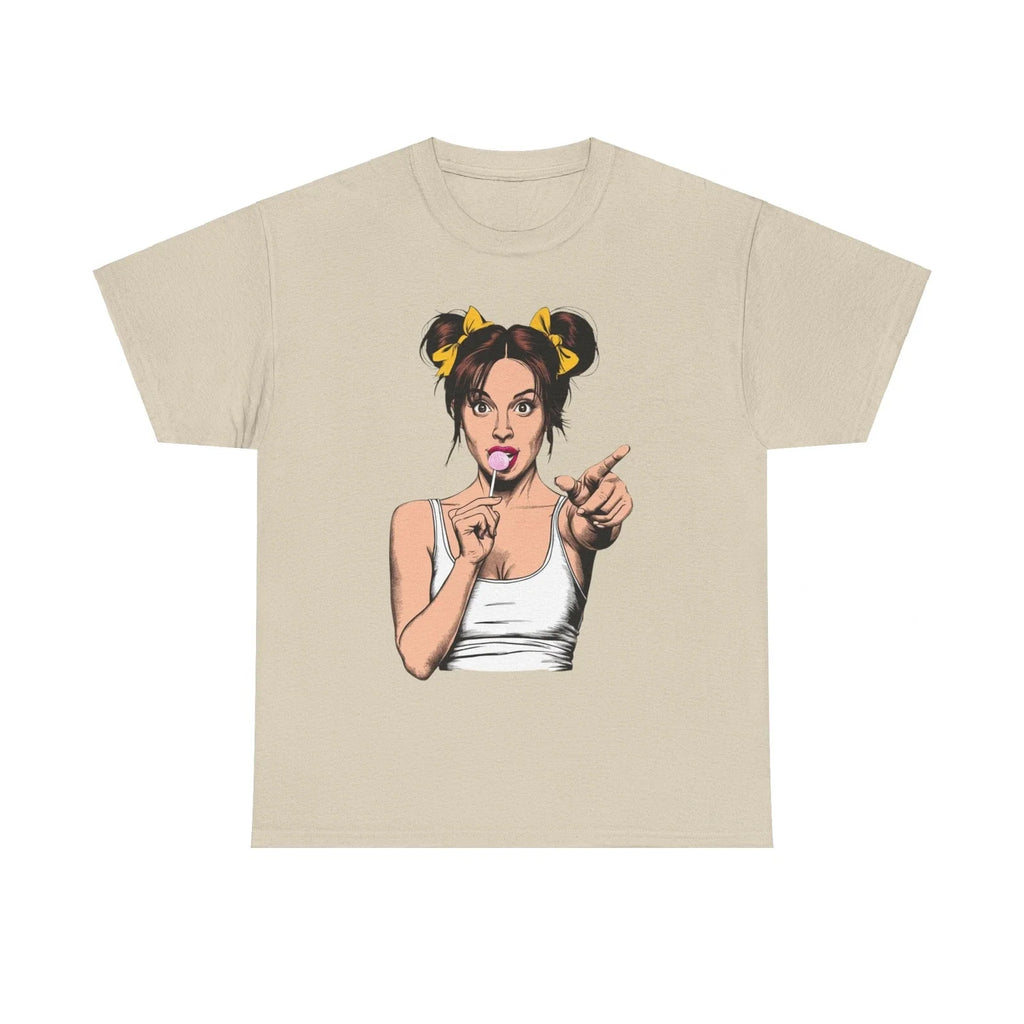 Sexy PopArt Girl with pigtails and Sucker Unisex - Adult & Kids T-Shirts, Sweatshirts & Hoodies apparel design preview 1