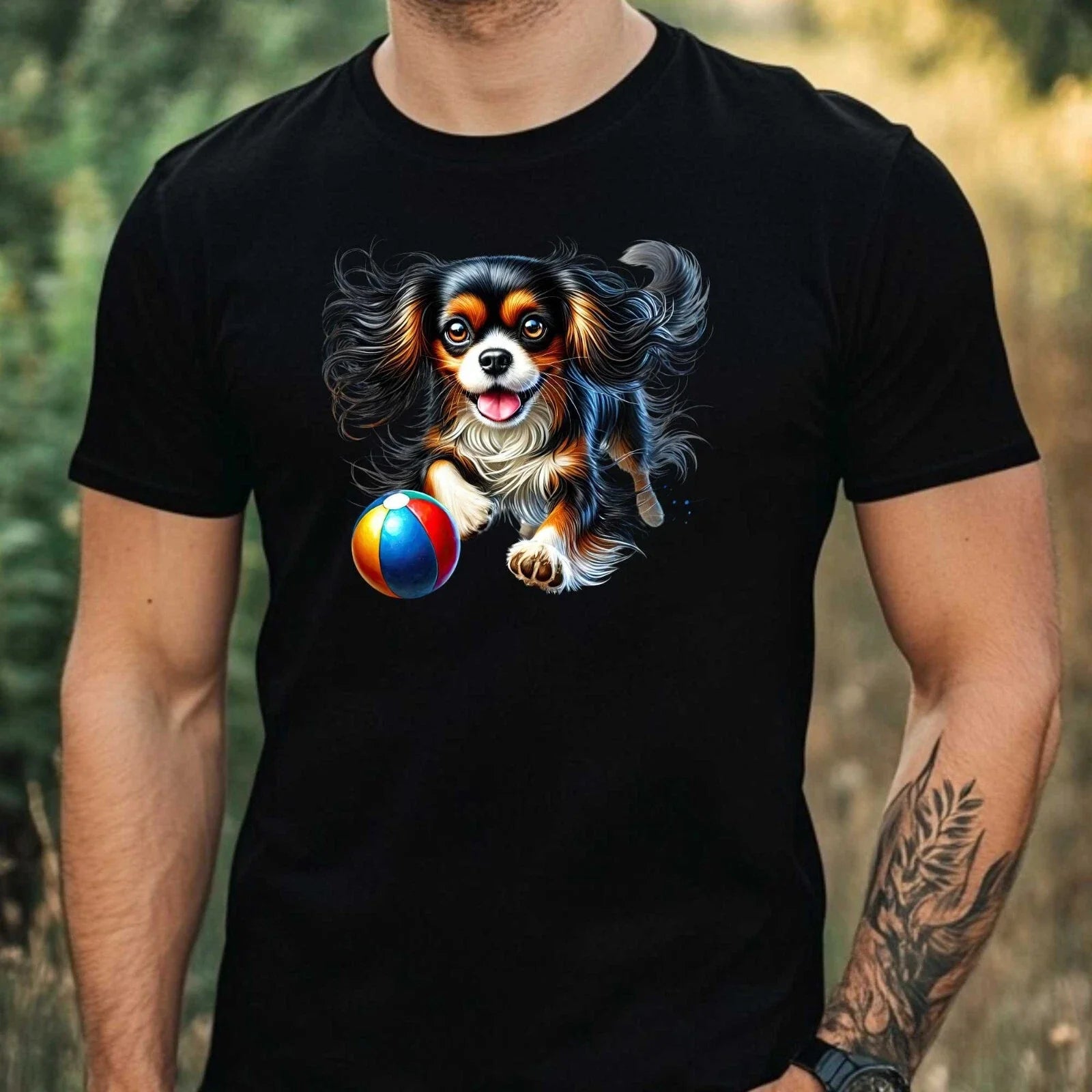 Mens Funny Tri Colour Cavalier Motif Cotton Size XS - Adult & Kids T-Shirts, Sweatshirts & Hoodies apparel design preview 1