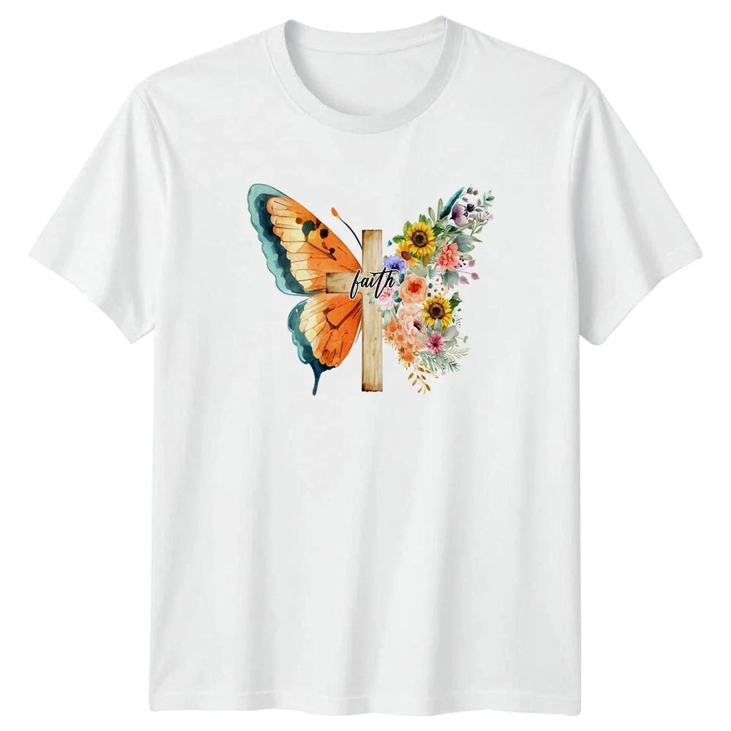 Faith Womens Floral Butterfly Christian Birthday Gift - Adult & Kids T-Shirts, Sweatshirts & Hoodies apparel design preview 1