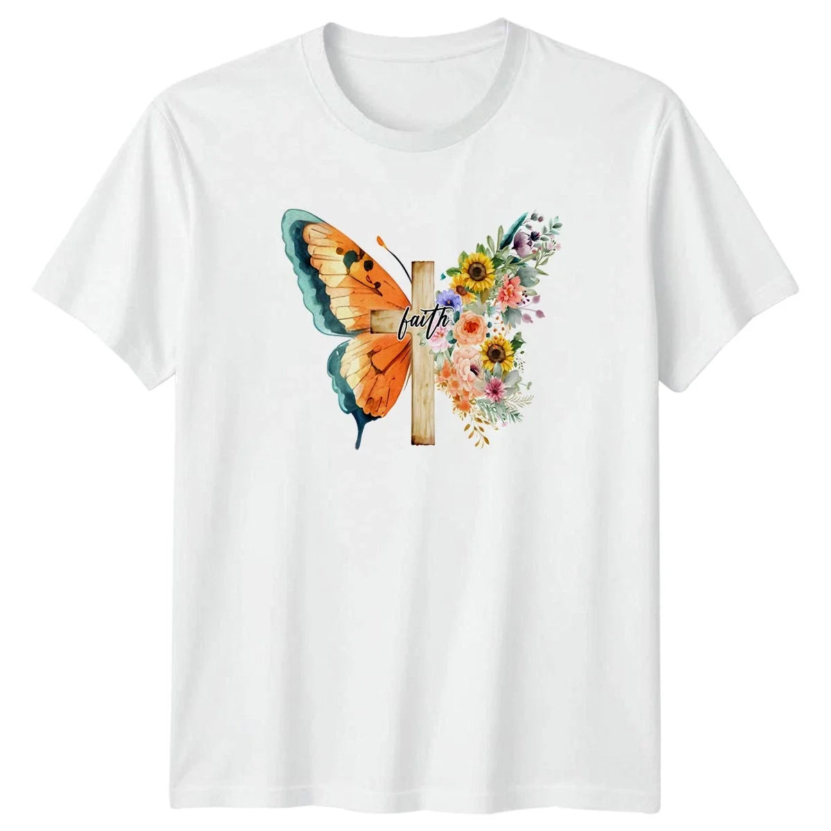 Faith Womens Floral Butterfly Christian Birthday Gift - Adult & Kids T-Shirts, Sweatshirts & Hoodies apparel design preview 1