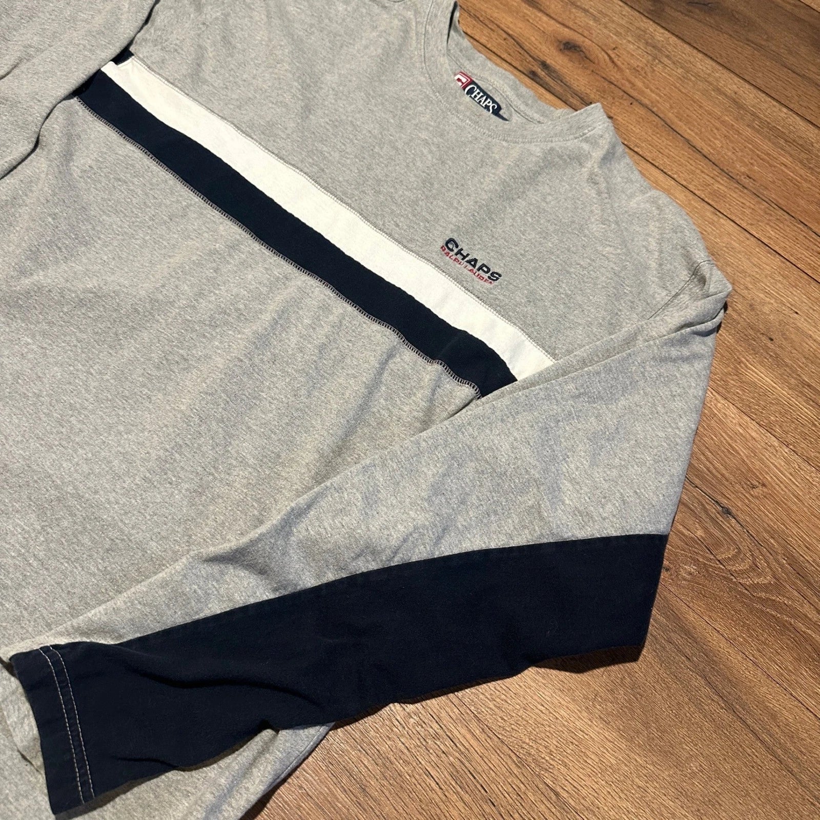 Y2K Chaps Ralph Lauren Grey Colorblock Mens XL - Adult & Kids T-Shirts, Sweatshirts & Hoodies apparel design preview 1