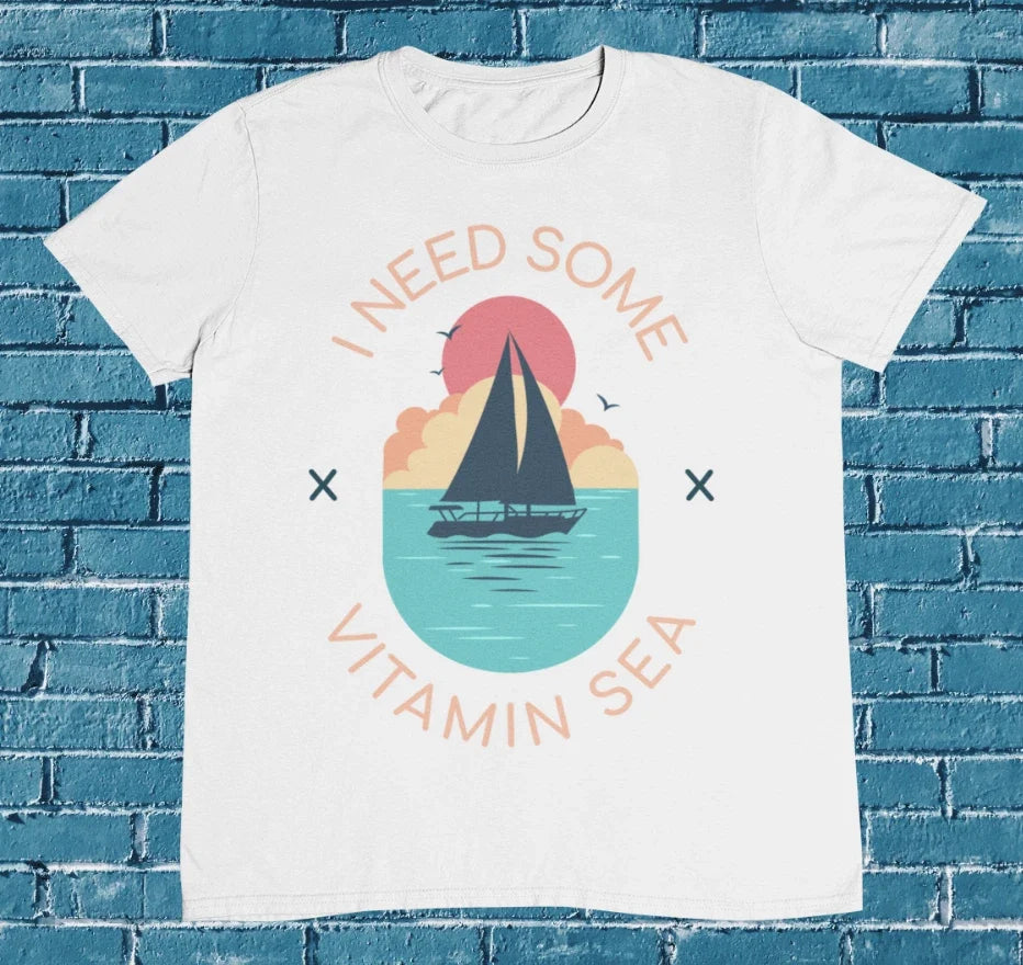 I Need Sun Vacation Vitamin Sea %100 Premium Cotton - Adult & Kids T-Shirts, Sweatshirts & Hoodies apparel design preview 1