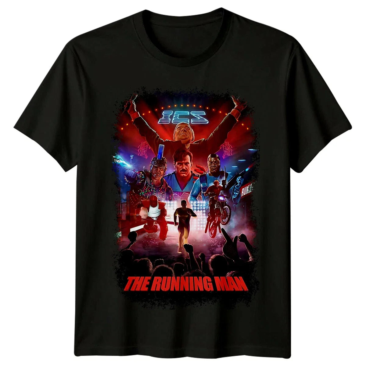 The Running Man (1987) Movie Poster Inspired Retro - Adult & Kids T-Shirts, Sweatshirts & Hoodies apparel design preview 1