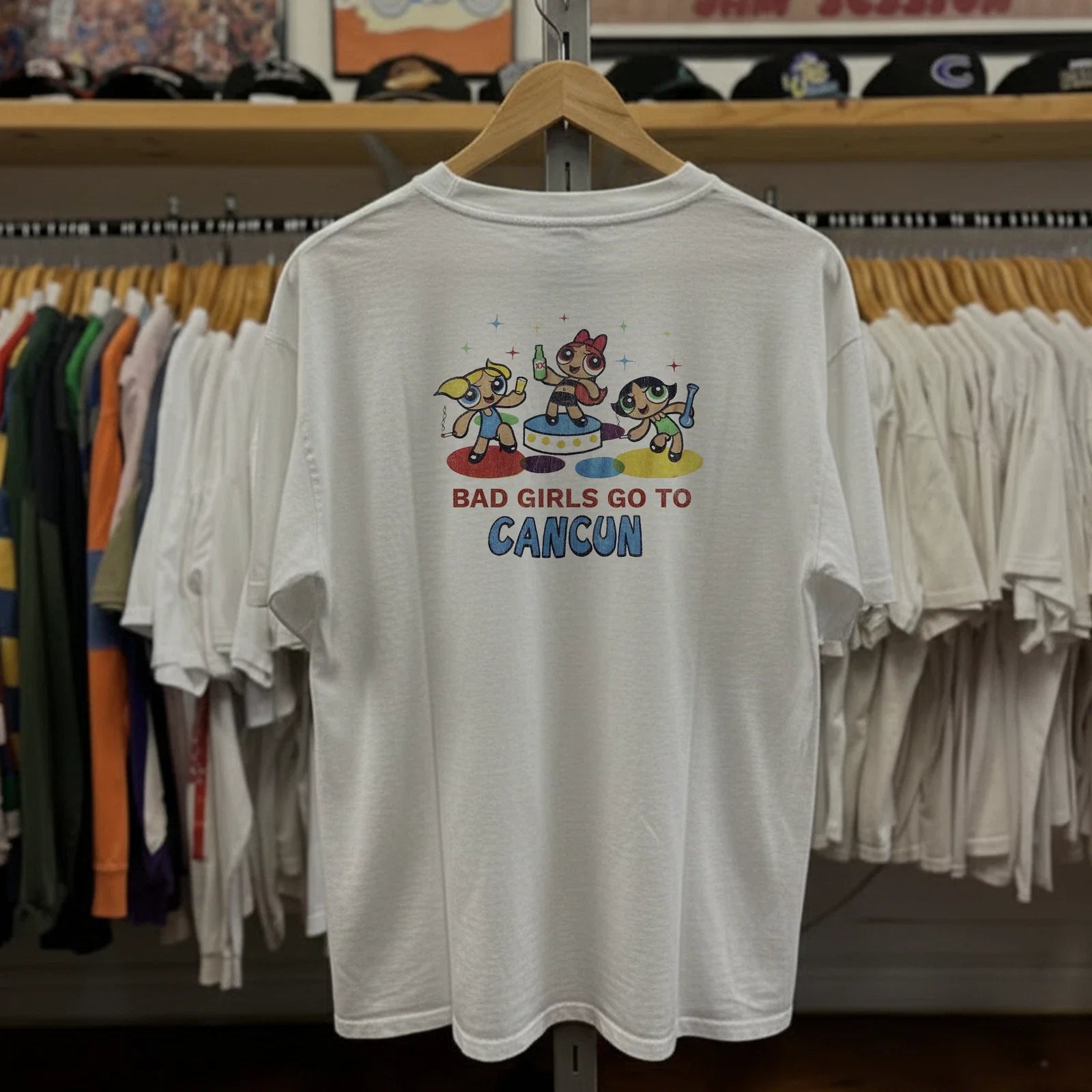90s Powerpuff Girls Good Bad Parody Aged White XL - Adult & Kids T-Shirts, Sweatshirts & Hoodies apparel design preview 1