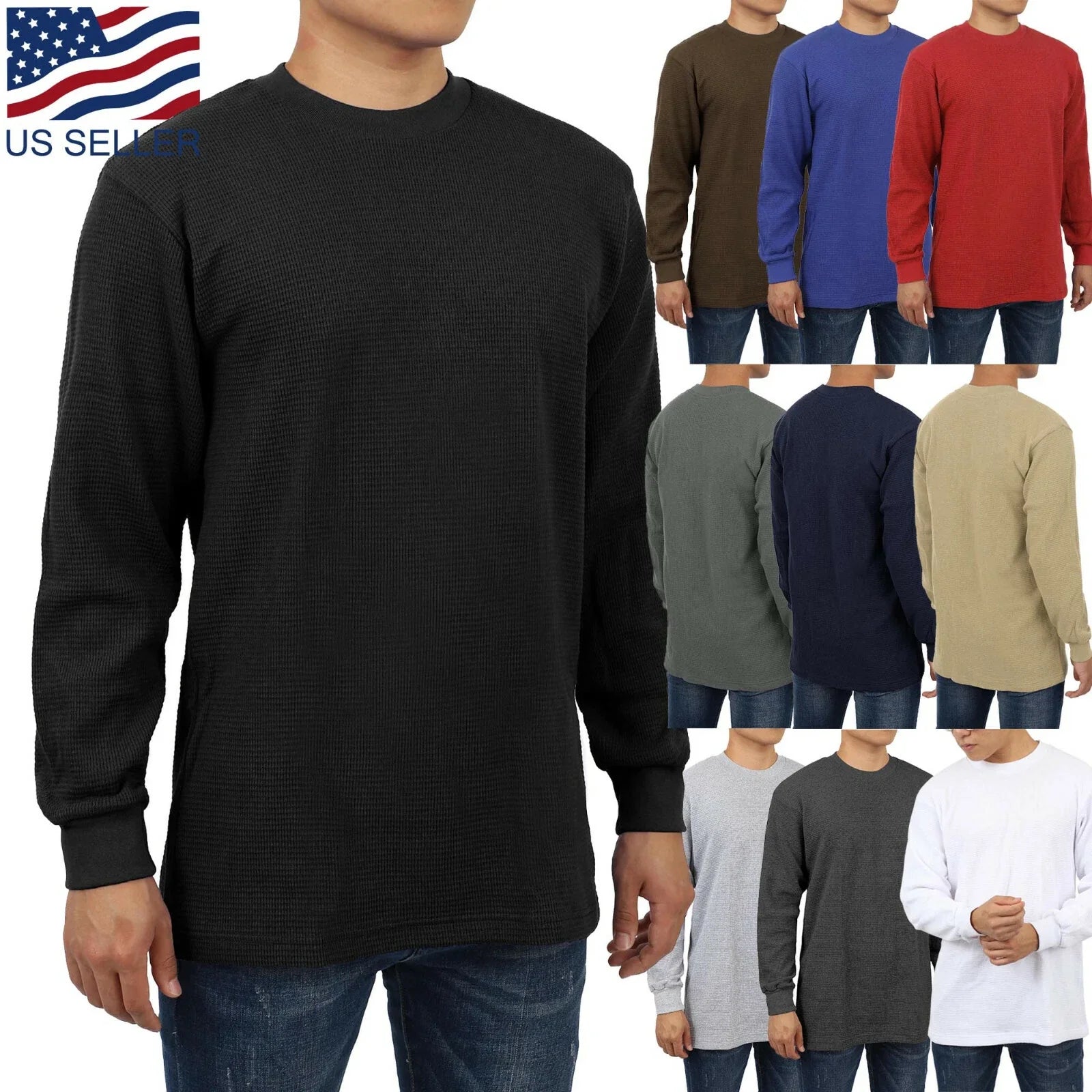 Mens Heavy Waffle Cotton Casual Plain Sports Thermal - Adult & Kids T-Shirts, Sweatshirts & Hoodies apparel design preview 1