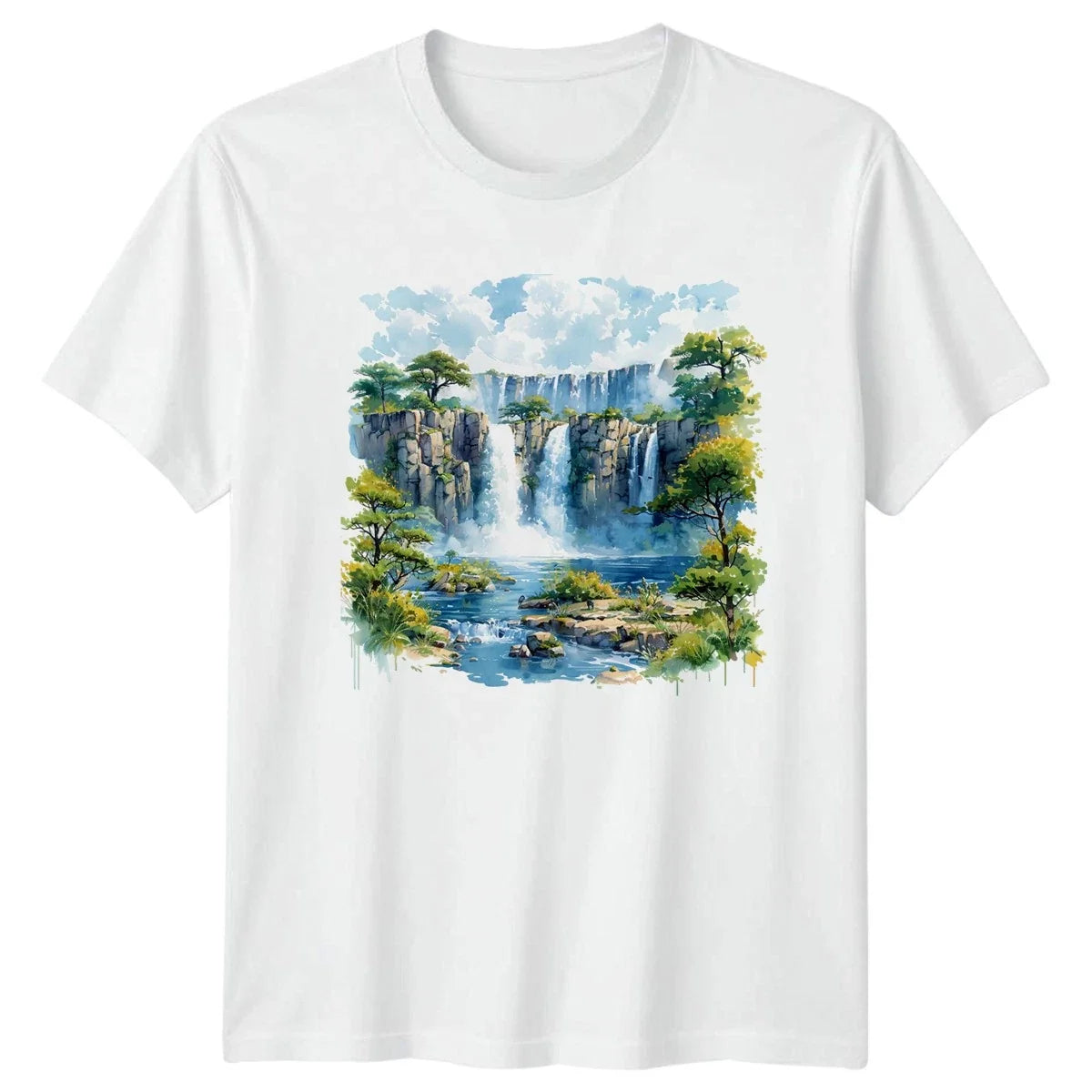 Waterfall Landscape Waterfalls Nature Mens Womens - Adult & Kids T-Shirts, Sweatshirts & Hoodies apparel design preview 1