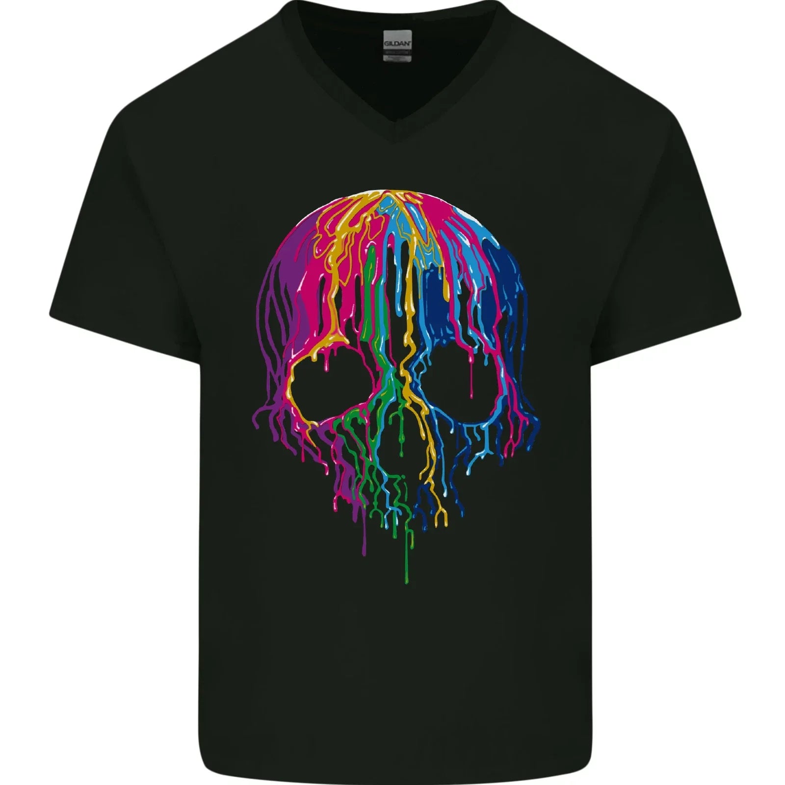 Melting Skull Biker Motorcycle Gothic Mens V-Neck - Adult & Kids T-Shirts, Sweatshirts & Hoodies apparel design preview 1