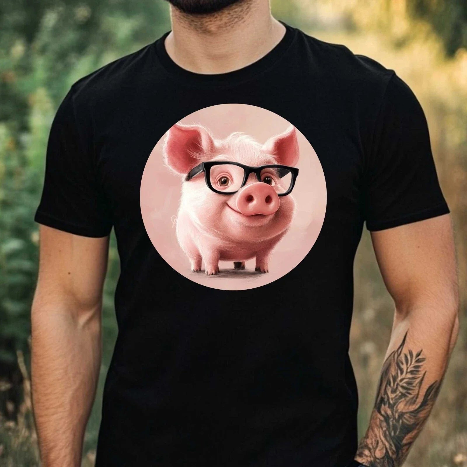 Mens Funny Pink Pig Print Cotton Size XS to 5XL - Adult & Kids T-Shirts, Sweatshirts & Hoodies apparel design preview 1