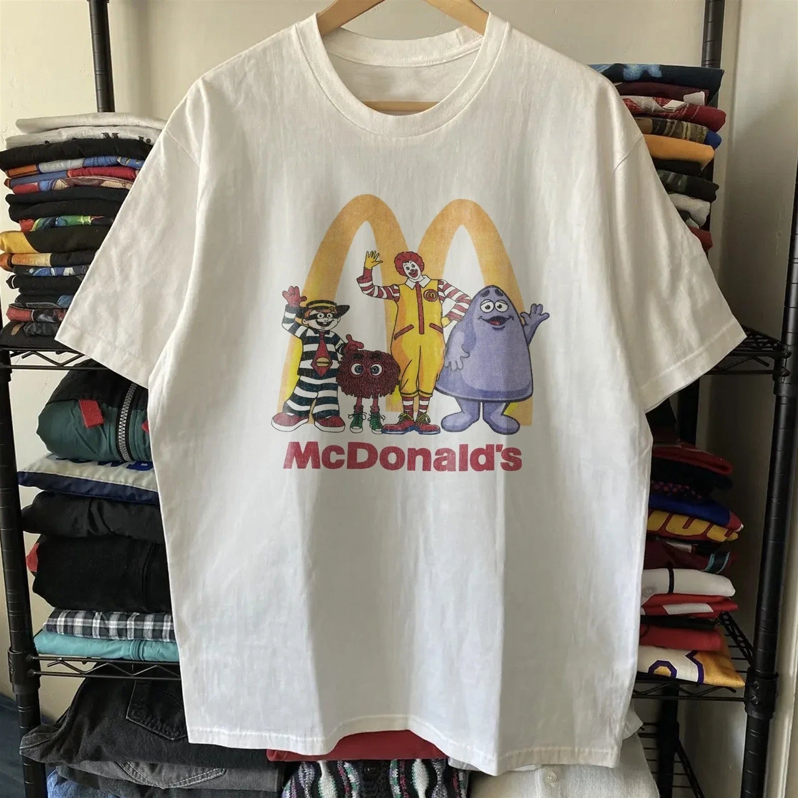 90s Mcdonalds Family Washed White L - Adult & Kids T-Shirts, Sweatshirts & Hoodies apparel design preview 1