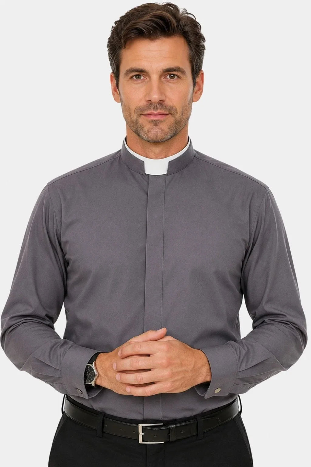 Men's Clergy Roman Collar Grey Pastor Priest Church - Adult & Kids T-Shirts, Sweatshirts & Hoodies apparel design preview 1
