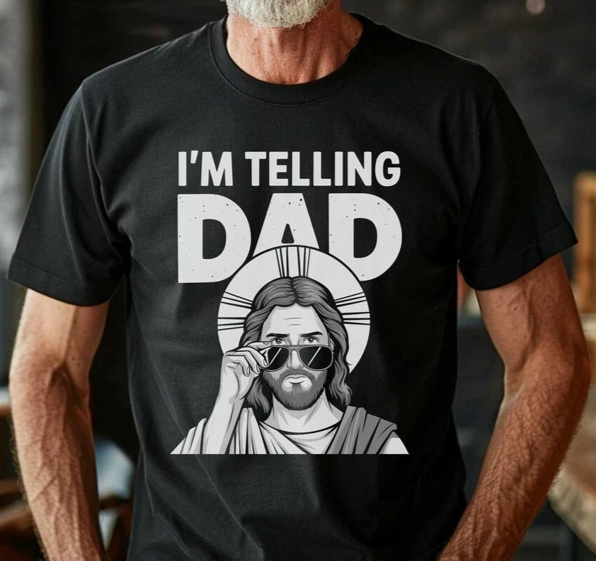 I'm Telling Dad Funny Jesus Meme Christian Humor - Adult & Kids T-Shirts, Sweatshirts & Hoodies apparel design preview 1