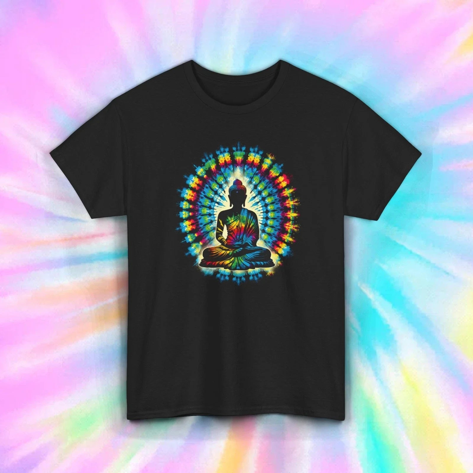 Tie-Dye Buddha Colorful Meditation Graphic S-5XL - Adult & Kids T-Shirts, Sweatshirts & Hoodies apparel design preview 1