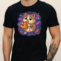Cat Eats Pizza In Space Theme Cotton Mens Size XS to - Adult & Kids T-Shirts, Sweatshirts & Hoodies apparel design preview 1