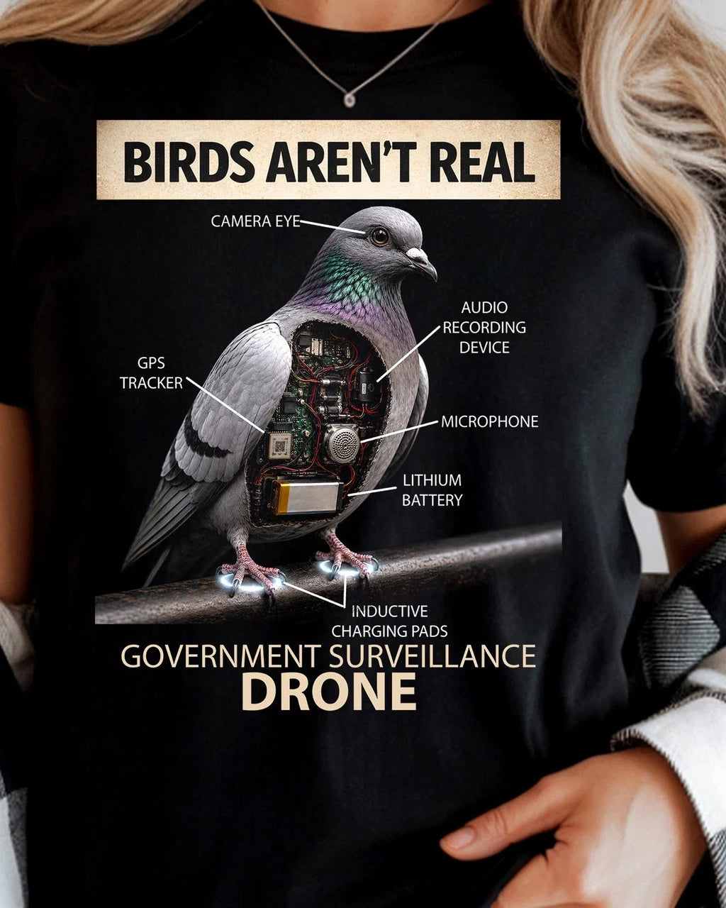 BIRDS AREN'T REAL - Adult & Kids T-Shirts, Sweatshirts & Hoodies apparel design preview 1