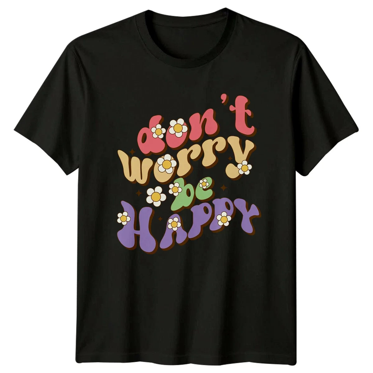 Don't Worry Be Happy Retro Floral Groovy Vintage - Adult & Kids T-Shirts, Sweatshirts & Hoodies apparel design preview 1