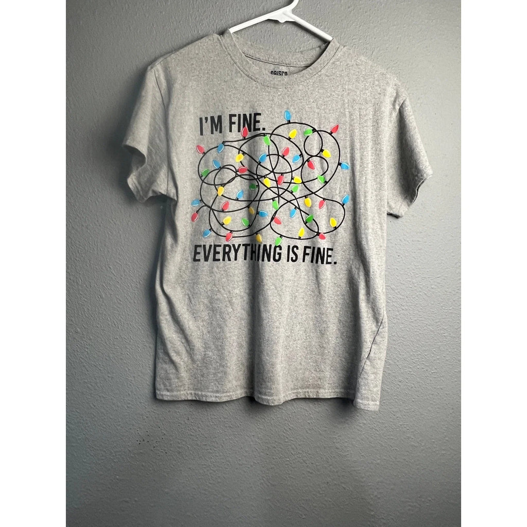 Brisco Brands Gray Im Fine Everything Is Christmas - Adult & Kids T-Shirts, Sweatshirts & Hoodies apparel design preview 1