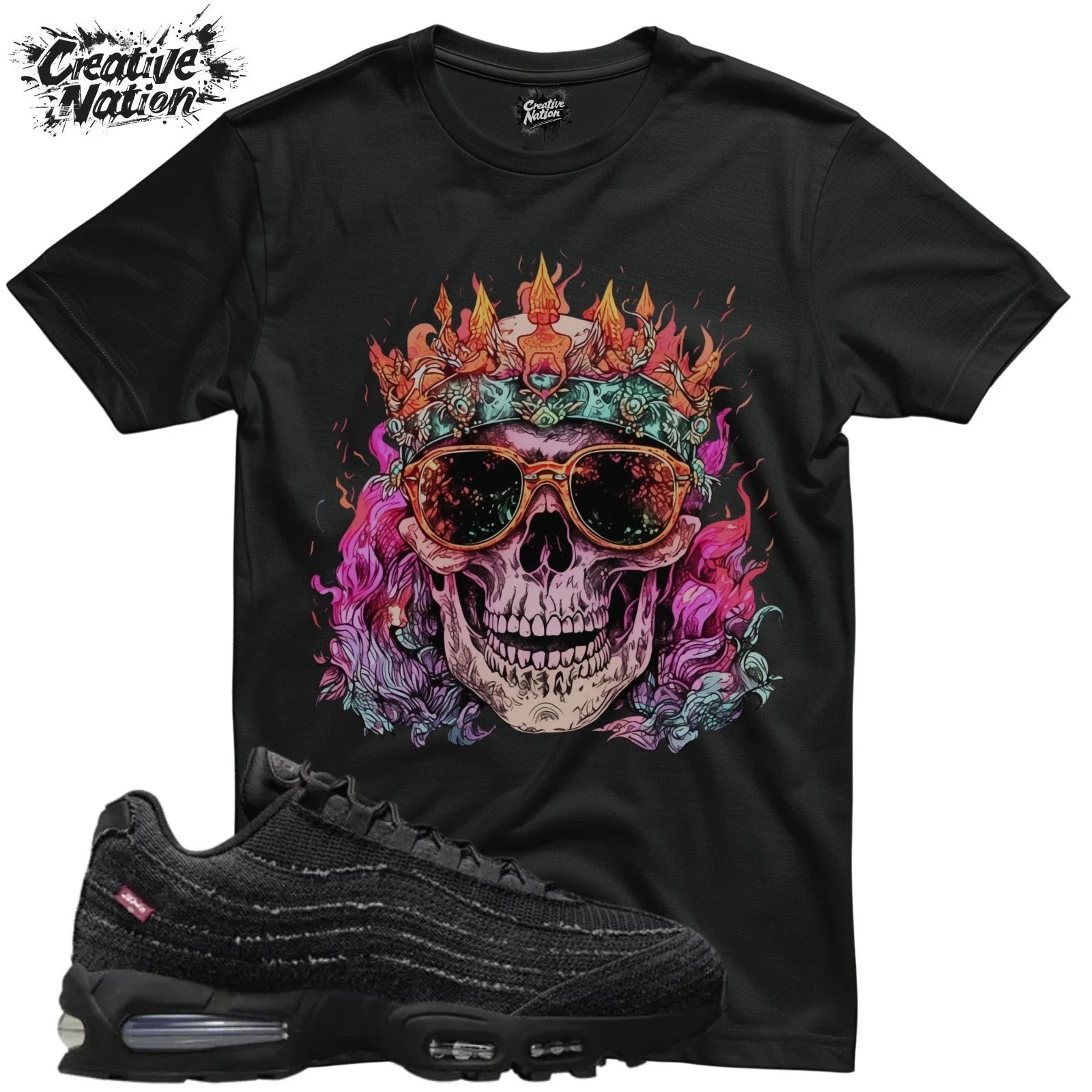 To Match Air Max 95 OG Black Sneaker Skull - Adult & Kids T-Shirts, Sweatshirts & Hoodies apparel design preview 1