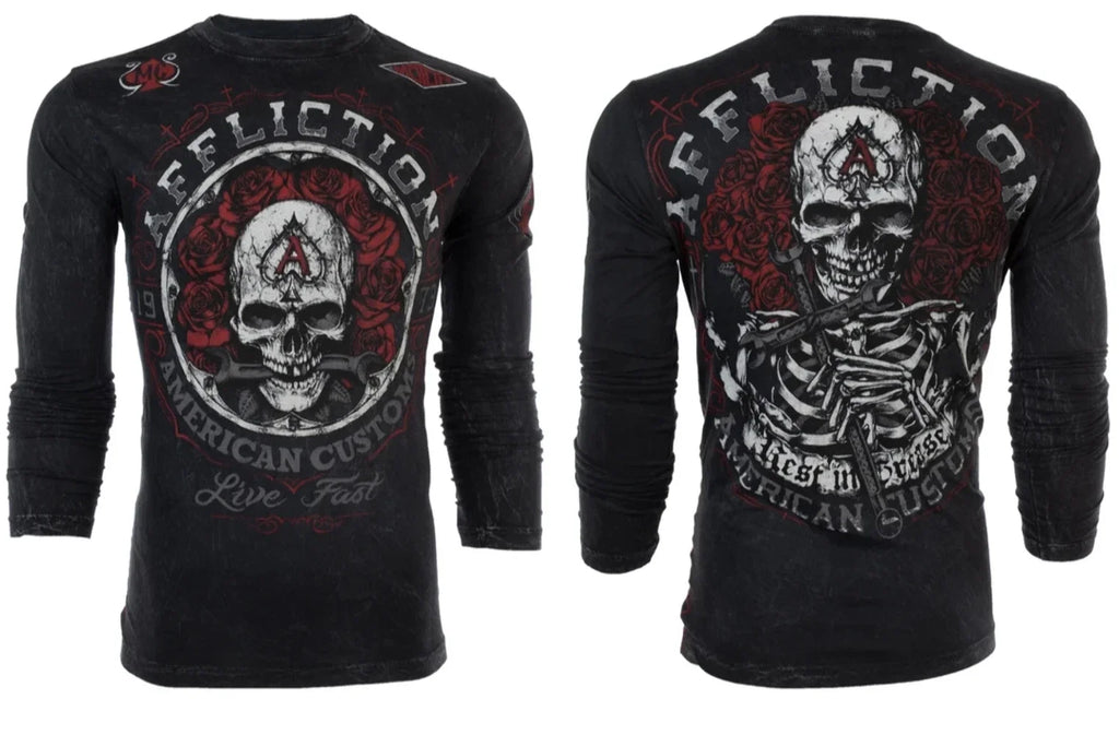 AFFLICTION Men's REST IN GREASE Black Tattoo Biker - Adult & Kids T-Shirts, Sweatshirts & Hoodies apparel design preview 1