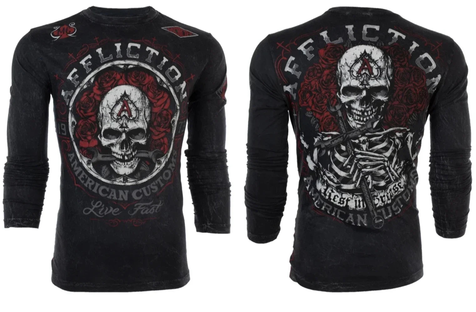 AFFLICTION Men's REST IN GREASE Black Tattoo Biker - Adult & Kids T-Shirts, Sweatshirts & Hoodies apparel design preview 1