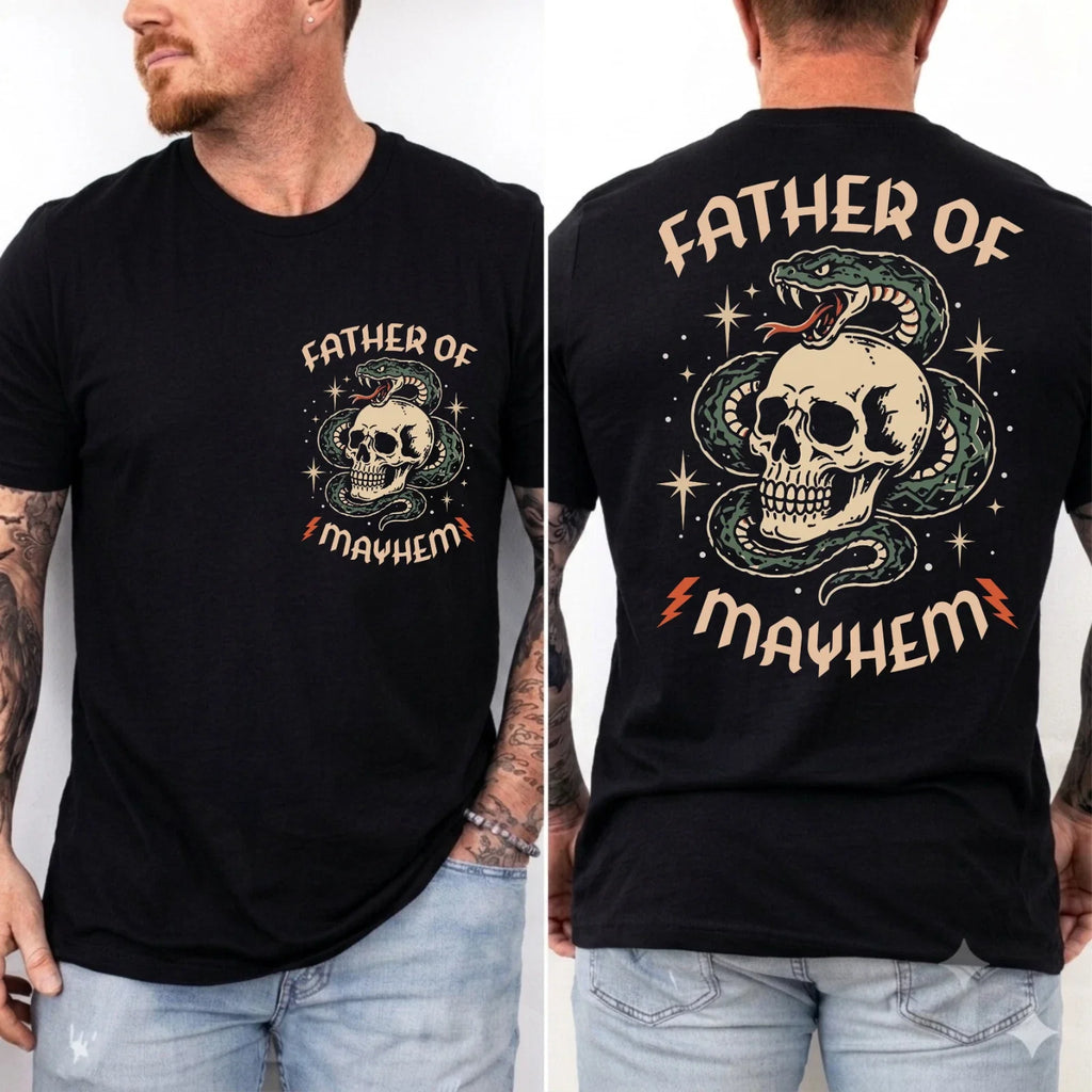 Father of Mayhem Mother Tattoo Style Skull Snake - Adult & Kids T-Shirts, Sweatshirts & Hoodies apparel design preview 1