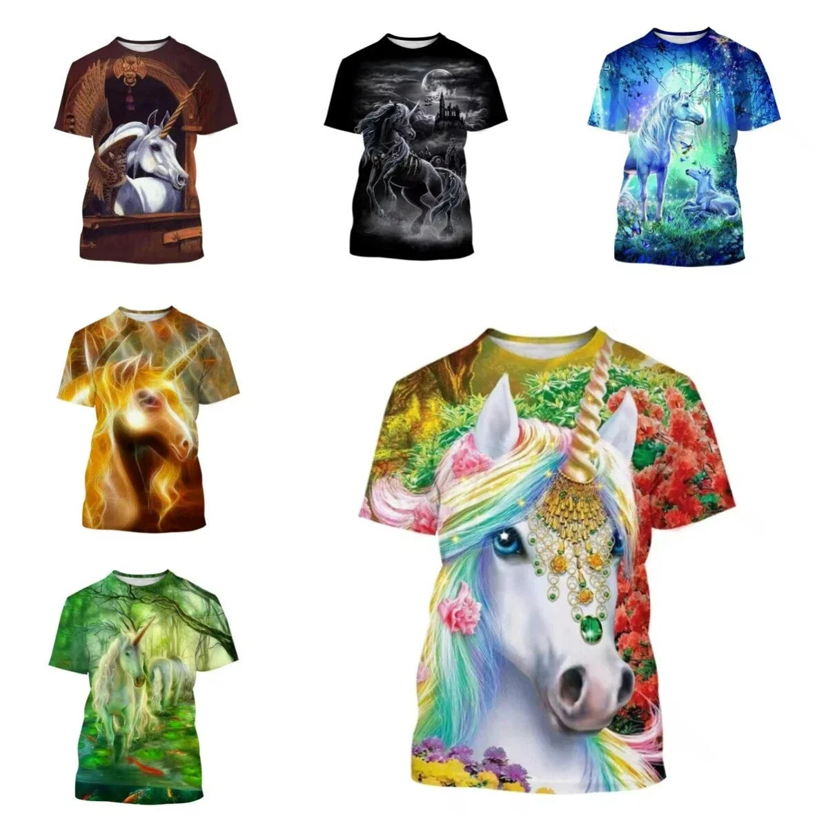 Fashion Unicorn Loose 3D Print Women Men Short Sleeve - Adult & Kids T-Shirts, Sweatshirts & Hoodies apparel design preview 1