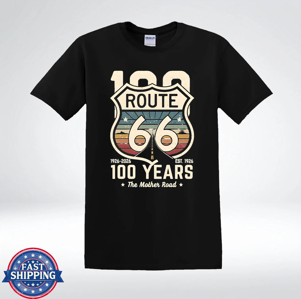 Retro Route 66 Centennial 1926-2026 Graphic - Adult & Kids T-Shirts, Sweatshirts & Hoodies apparel design preview 1