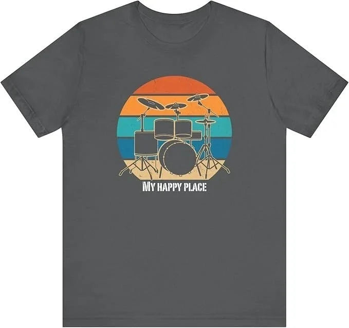My Happy Place Drum Set Drummer Musician Gift H018 - Adult & Kids T-Shirts, Sweatshirts & Hoodies apparel design preview 1