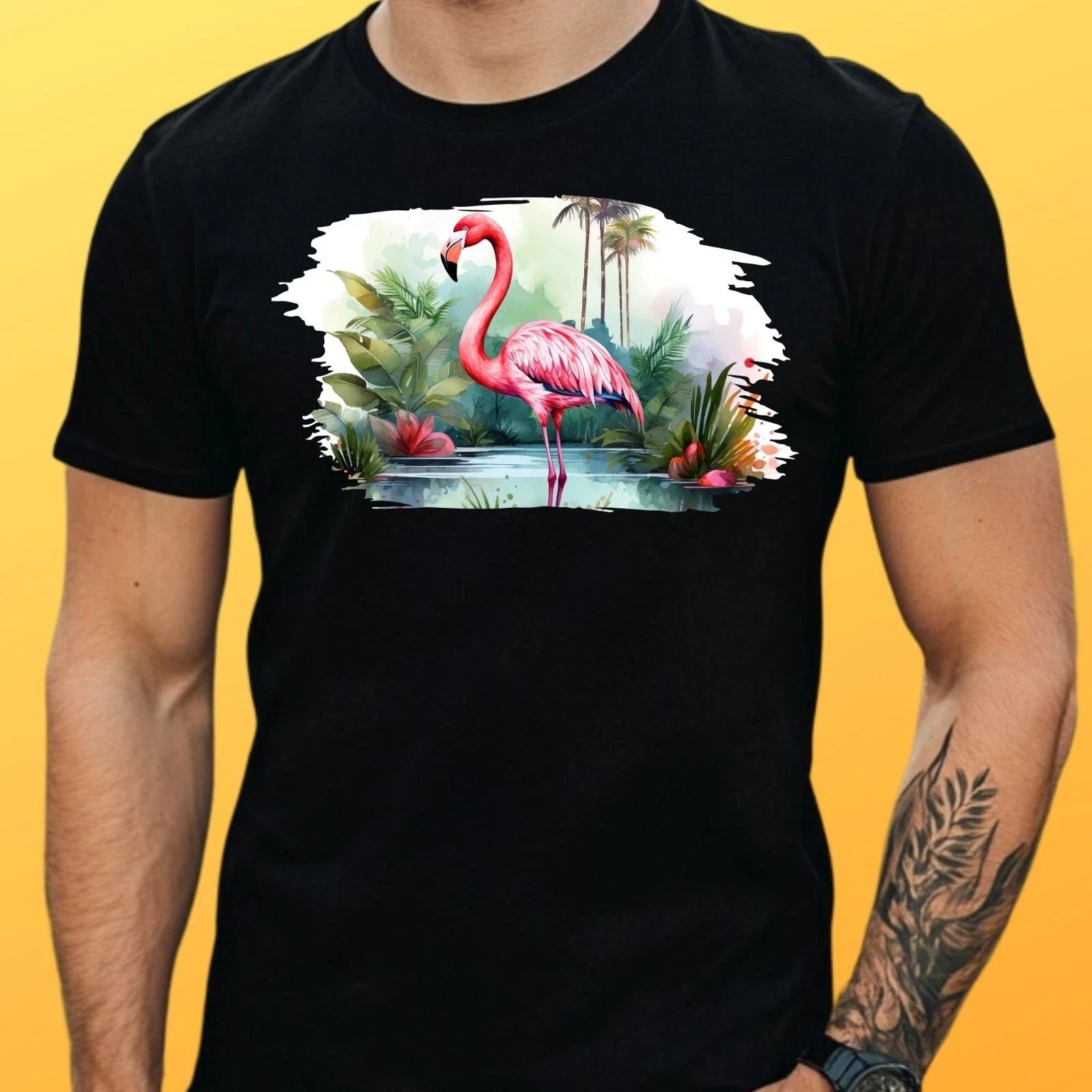 Mens Flamingo Motif Cotton Size XS to 5XL - Adult & Kids T-Shirts, Sweatshirts & Hoodies apparel design preview 1