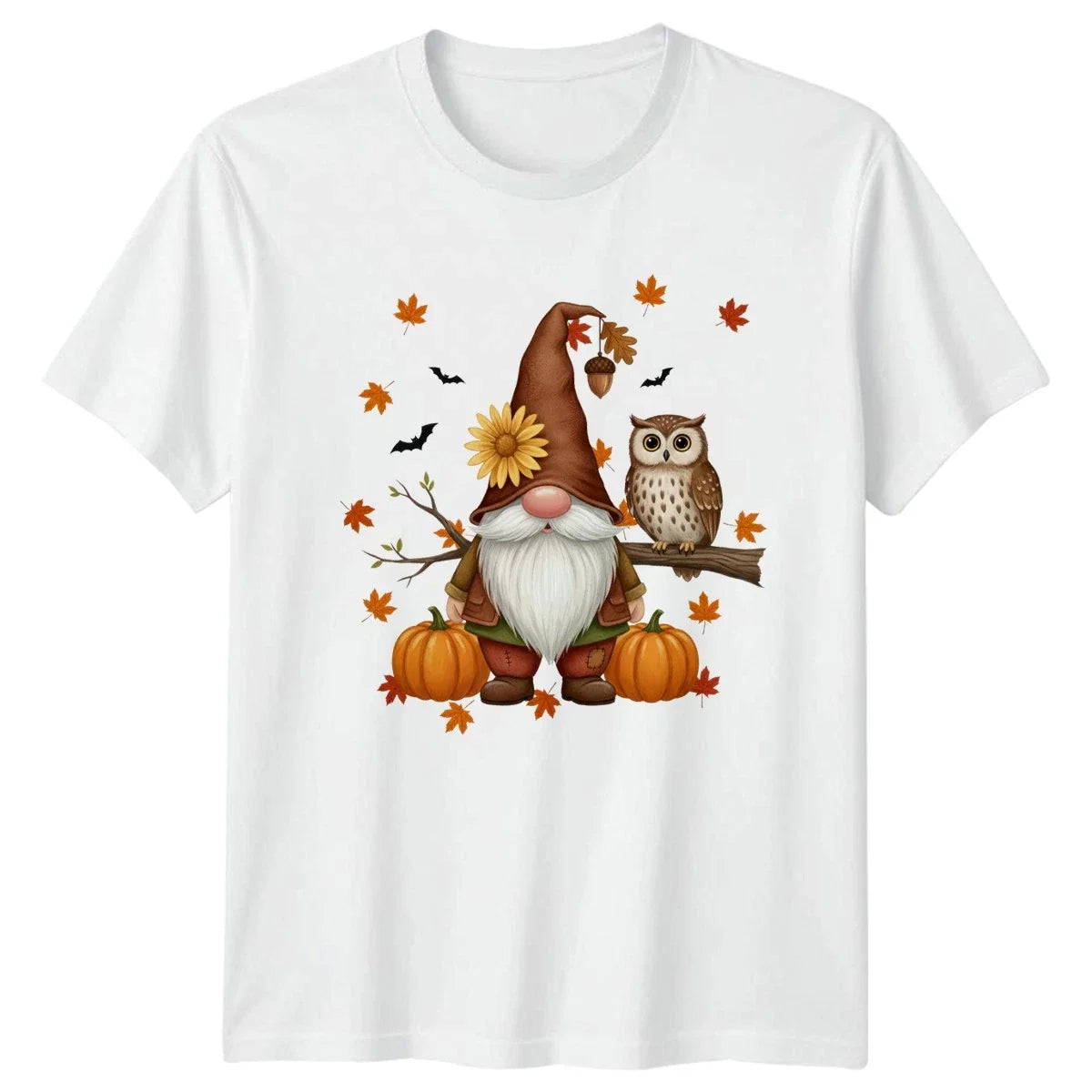 Cute Autumn Gnome With Owl Harvest Fall - Adult & Kids T-Shirts, Sweatshirts & Hoodies apparel design preview 1