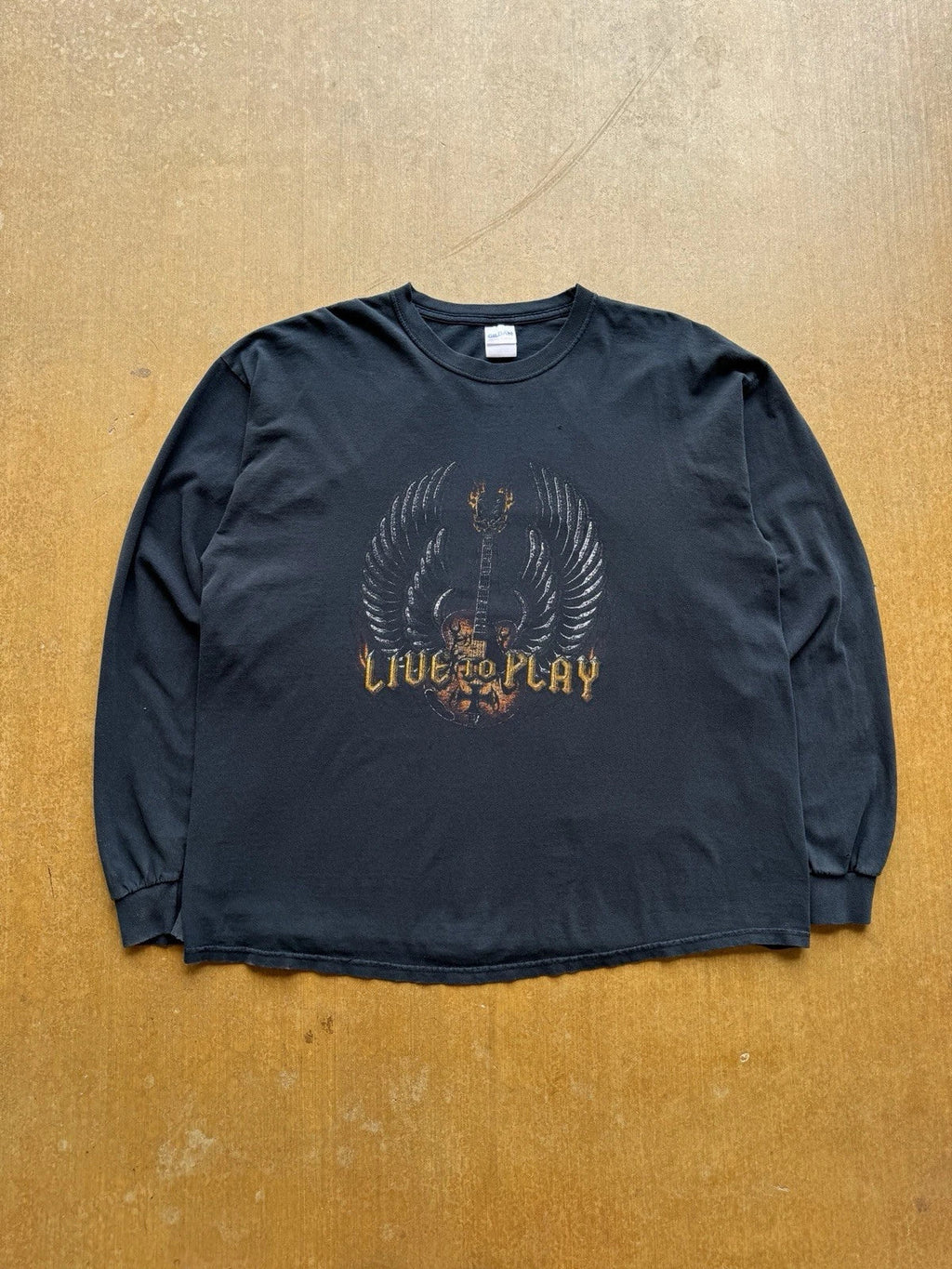 VTG Y2K Faded Live to Play Guitar Wings Rock Roll - Adult & Kids T-Shirts, Sweatshirts & Hoodies apparel design preview 1