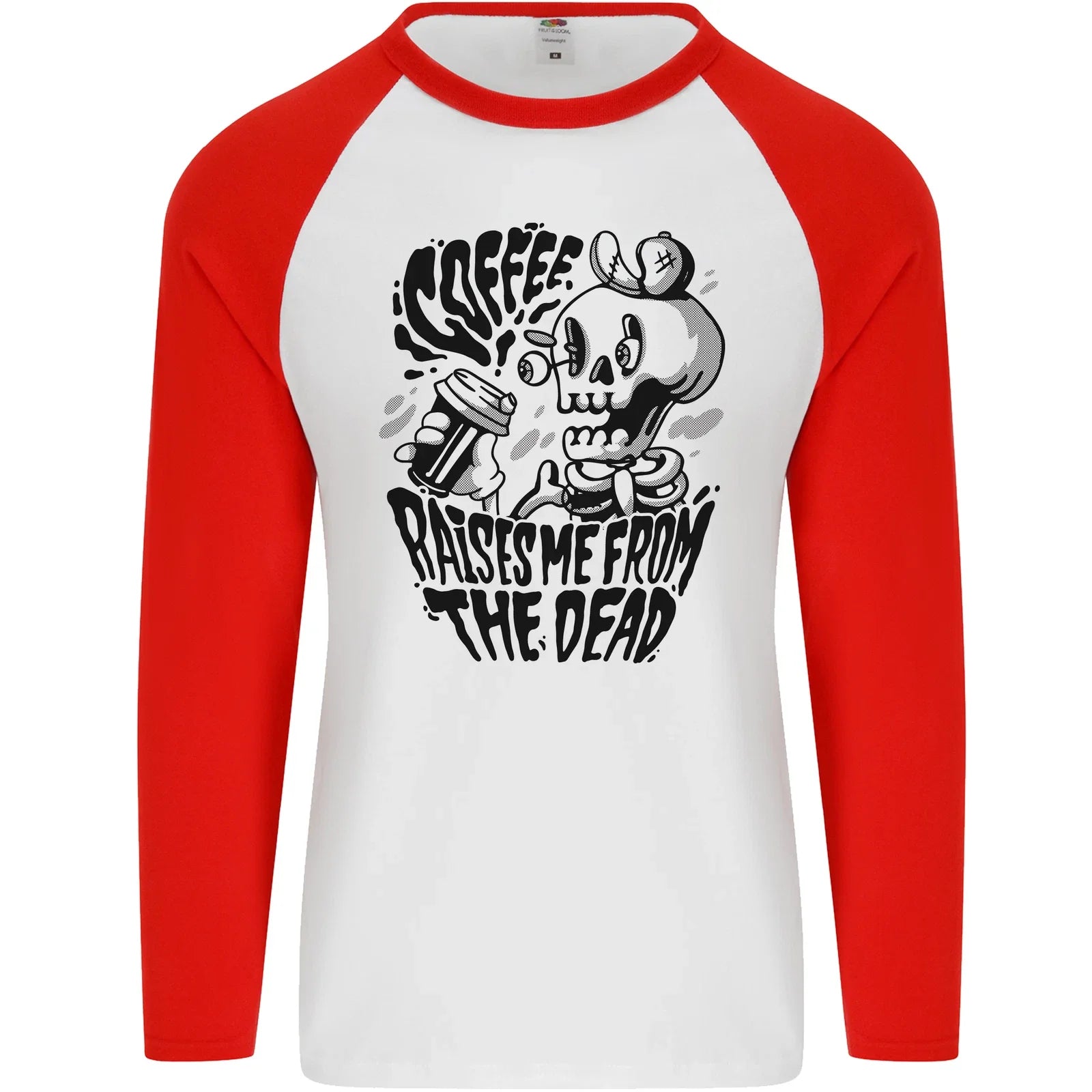 Coffee Raises Me from the Dead Skull Mens L/S - Adult & Kids T-Shirts, Sweatshirts & Hoodies apparel design preview 1