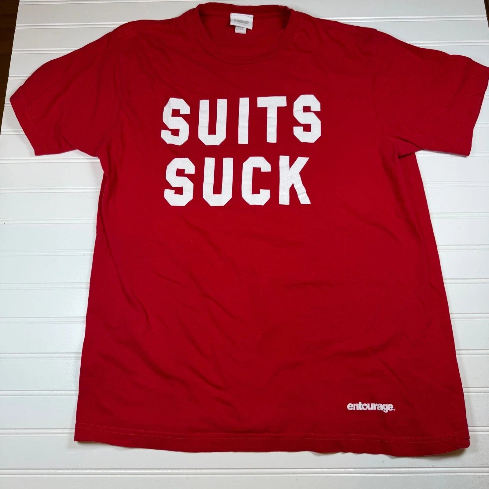 HBO Entourage Suits Suck Mens Large Red Promo Graphic - Adult & Kids T-Shirts, Sweatshirts & Hoodies apparel design preview 1