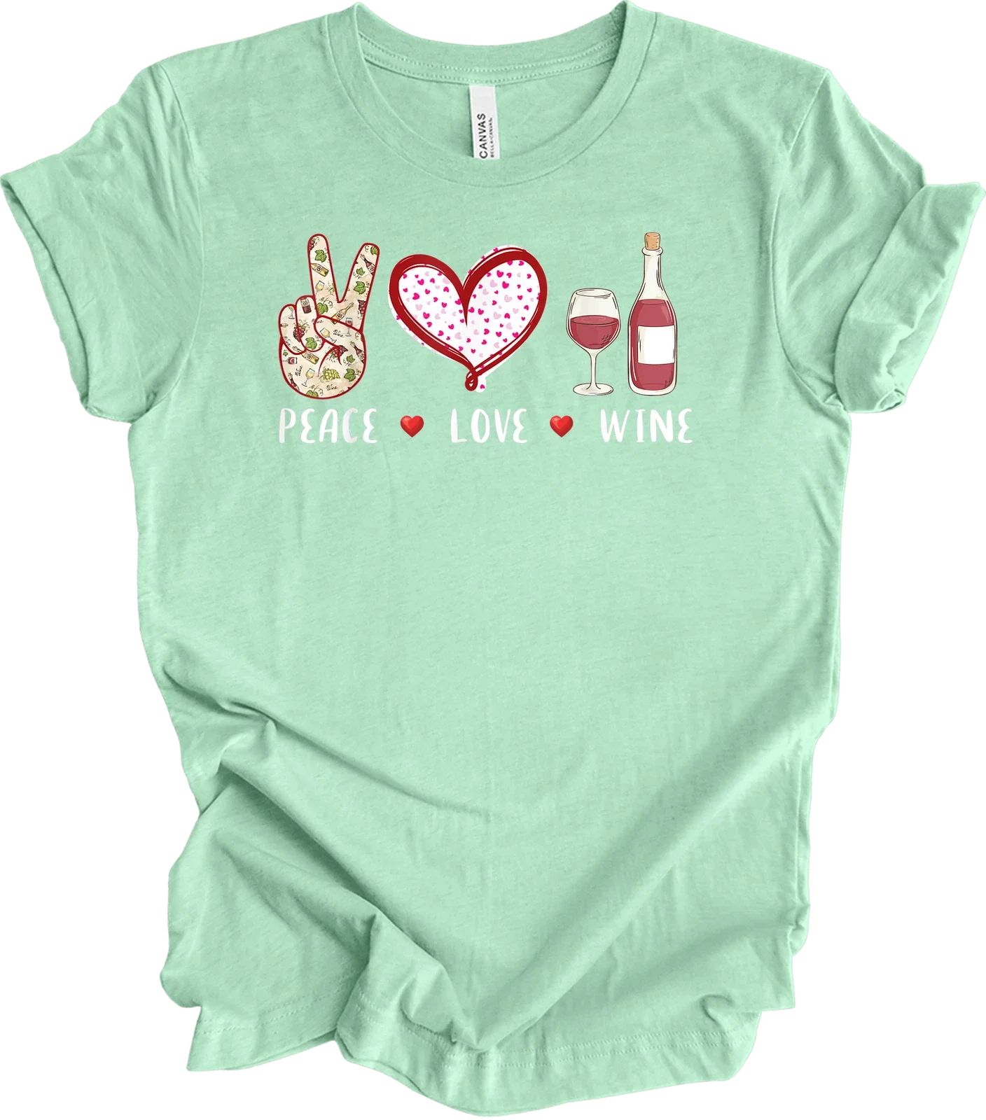Peace Love Wine Funny Gift for Lovers - Adult & Kids T-Shirts, Sweatshirts & Hoodies apparel design preview 1
