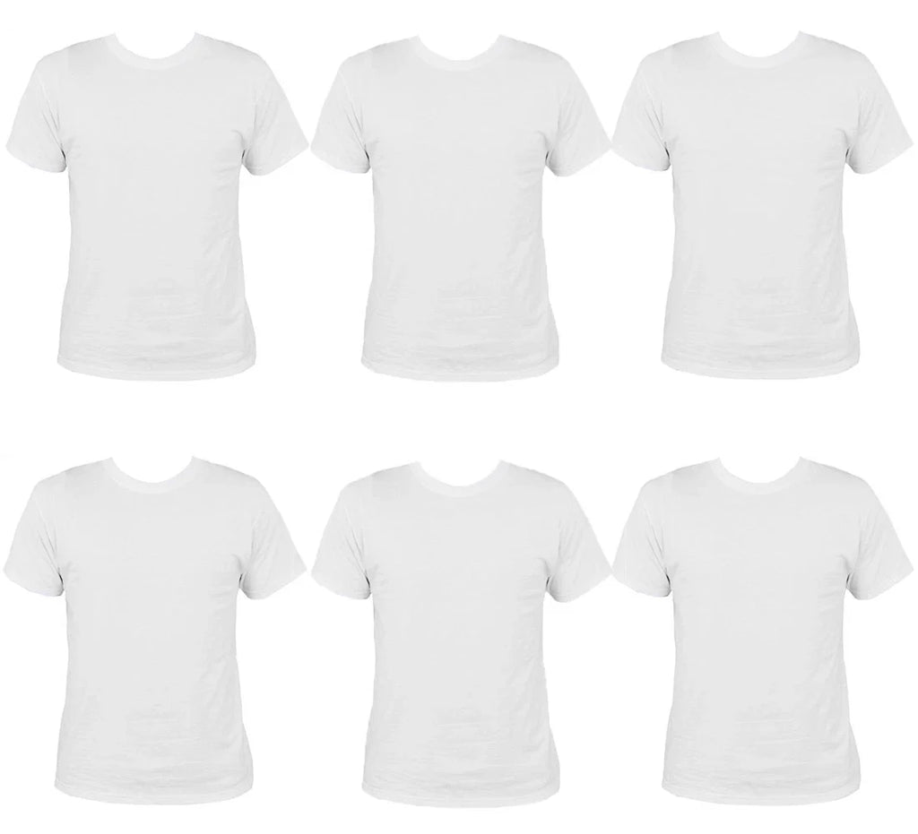 PACK OF 6 MENS WHITE CREW NECK 100% COTTON ADULT - Adult & Kids T-Shirts, Sweatshirts & Hoodies apparel design preview 1